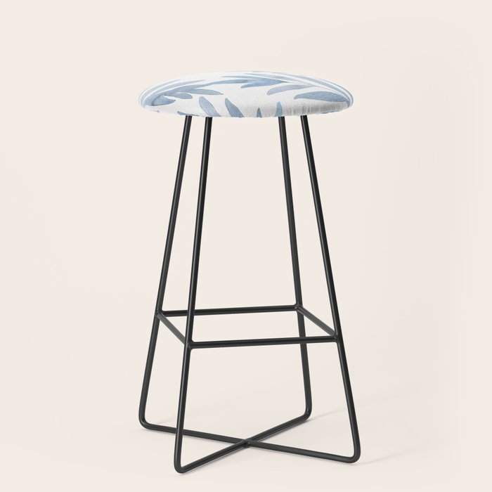 Muted Blue Palm Leaves Stool Gallery Image 1