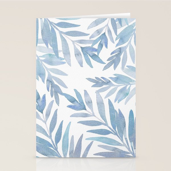 Muted Blue Palm Leaves Stationery Card Gallery Image 2