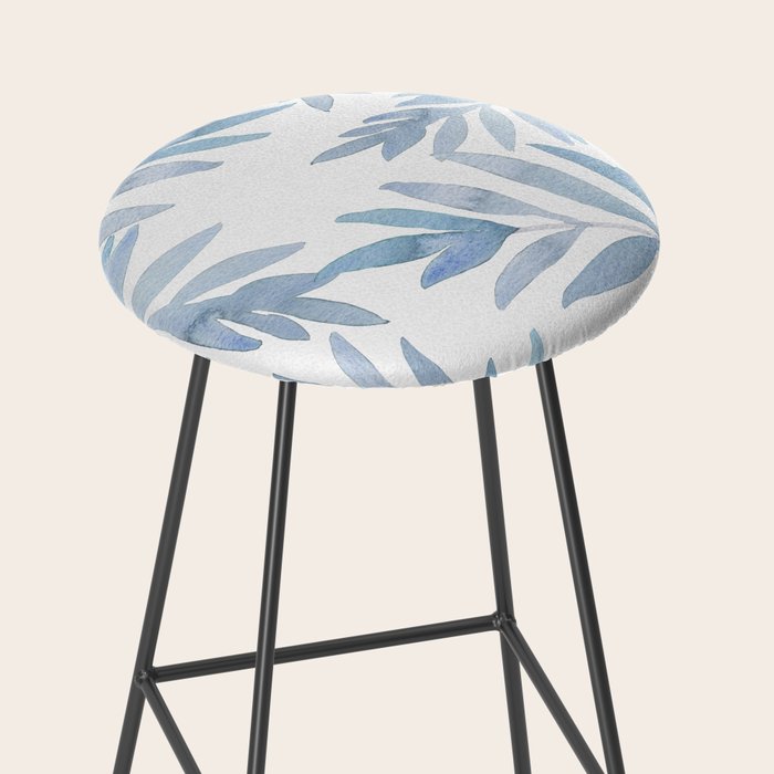 Muted Blue Palm Leaves Stool Gallery Image 2