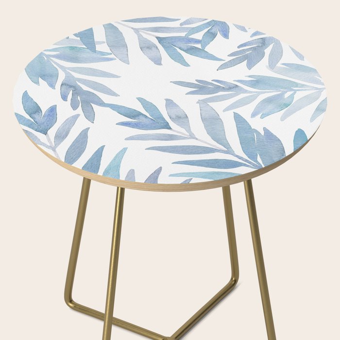 Muted Blue Palm Leaves Side Table Gallery Image 2