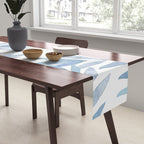 Muted Blue Palm Leaves Table Runner Gallery Image 2