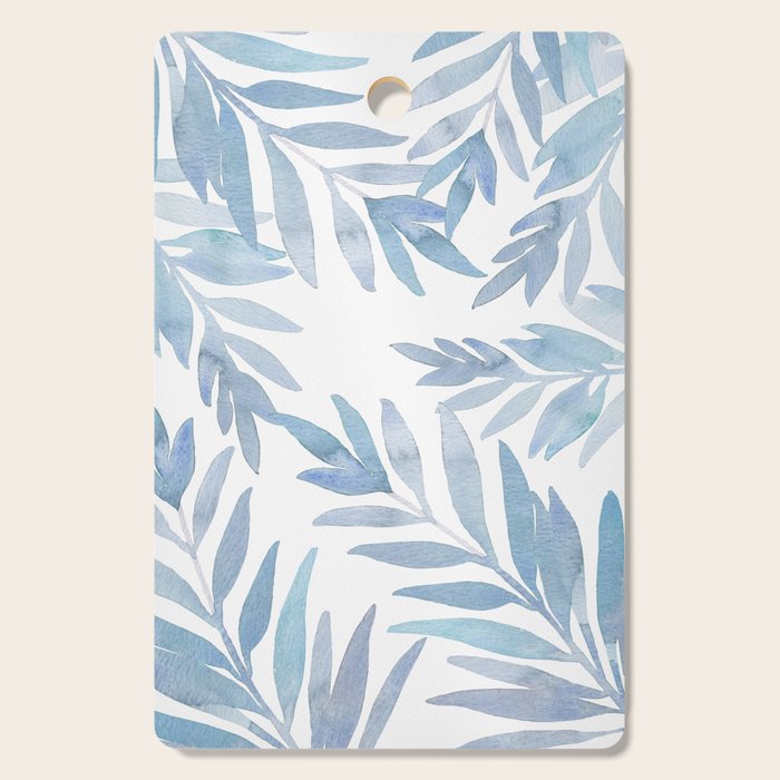 Muted Blue Palm Leaves Cutting Board Gallery Image 1