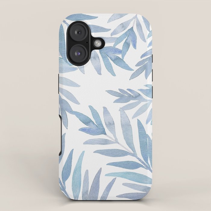 Muted Blue Palm Leaves iPhone Case Gallery Image 1