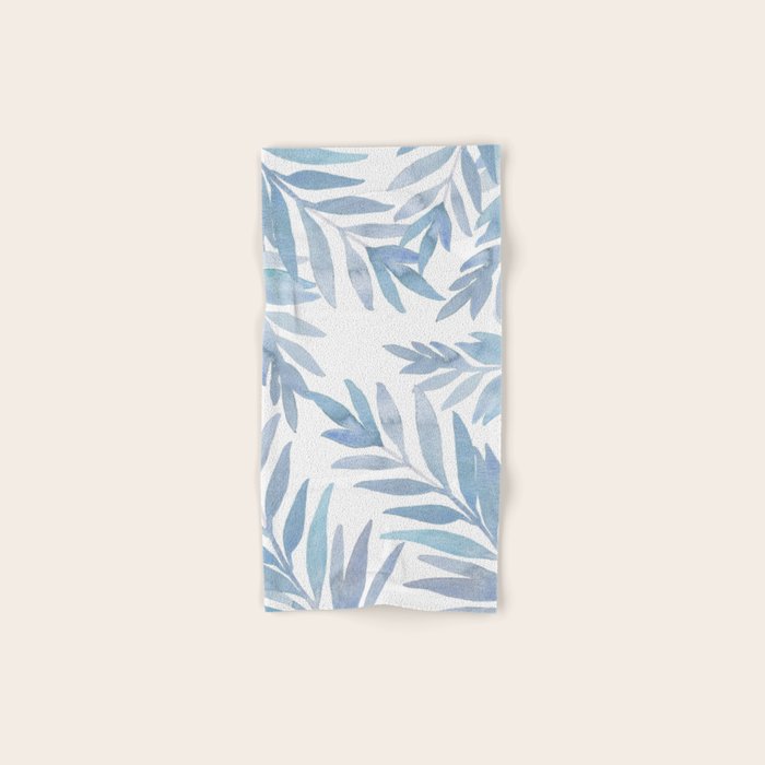 Muted Blue Palm Leaves Bath Towel