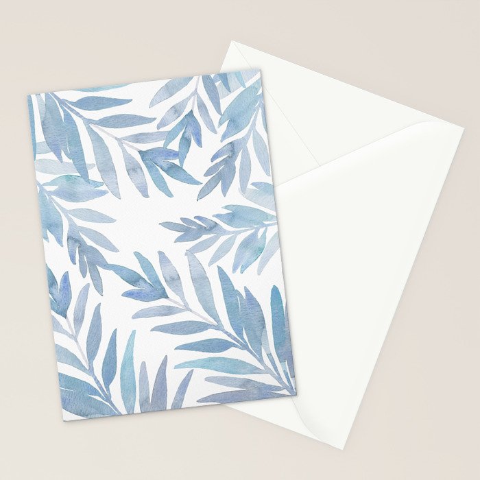 Muted Blue Palm Leaves Stationery Card Gallery Image 2