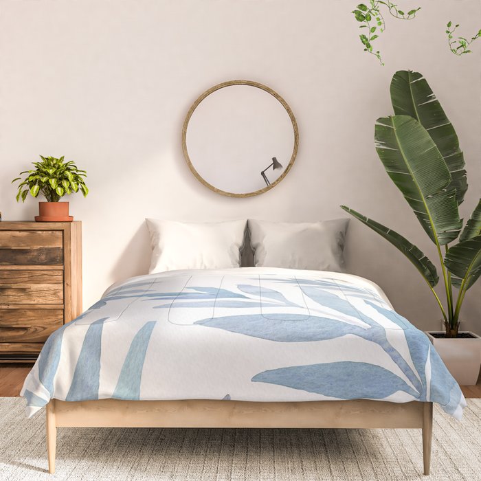 Muted Blue Palm Leaves Comforter Gallery Image 3