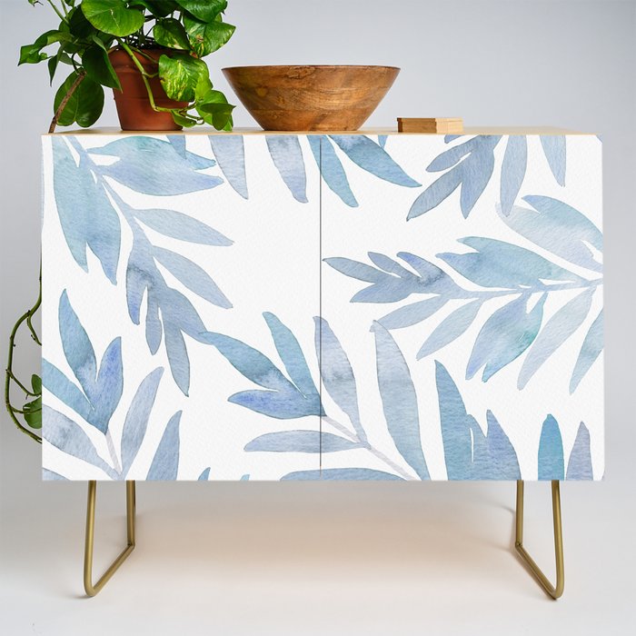Muted Blue Palm Leaves Credenza Gallery Image 1