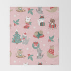 Christmas Festive Cute Holiday Kittens Throw Blanket Gallery Image 2