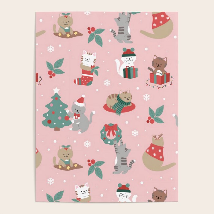 Christmas Festive Cute Holiday Kittens Poster Gallery Image 4