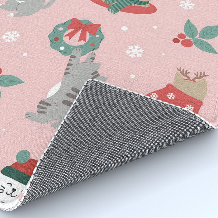 Christmas Festive Cute Holiday Kittens Rug Gallery Image 4