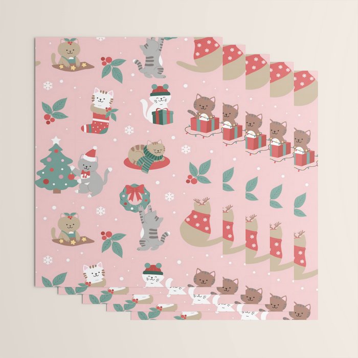 Christmas Festive Cute Holiday Kittens Wrapping Paper Gallery Image 3