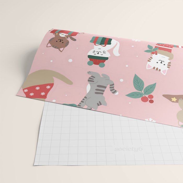 Christmas Festive Cute Holiday Kittens Wrapping Paper Gallery Image 2