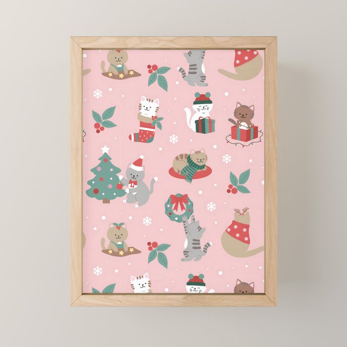 Christmas Festive Cute Holiday Kittens Mini Art Print Gallery Image 1