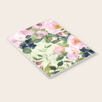 Floral Watercolor Rose Garden, Mint Green and Pink Notebook Gallery Image 3