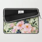 Floral Watercolor Rose Garden, Mint Green and Pink Laptop Sleeve Gallery Image 2