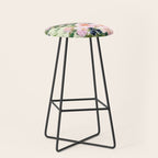 Floral Watercolor Rose Garden, Mint Green and Pink Stool Gallery Image 1