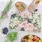 Floral Watercolor Rose Garden, Mint Green and Pink Cutting Board Gallery Image 2