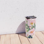 Floral Watercolor Rose Garden, Mint Green and Pink Travel Mug Gallery Image 4