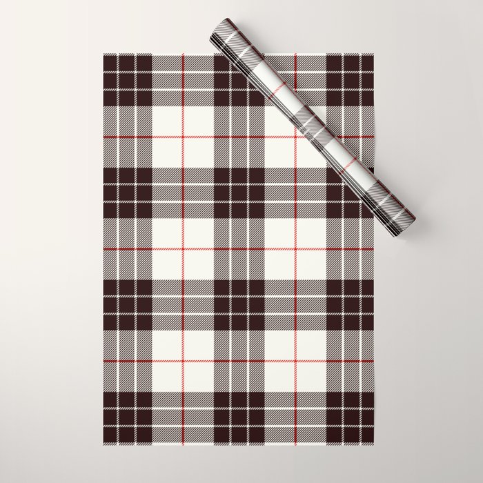 White Tartan with Black and Red Stripes Wrapping Paper Gallery Image 1
