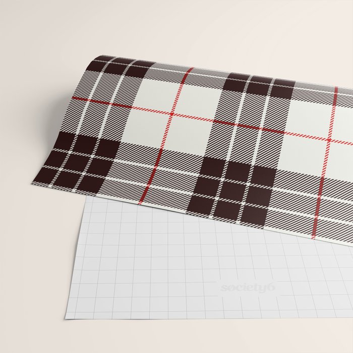 White Tartan with Black and Red Stripes Wrapping Paper Gallery Image 2