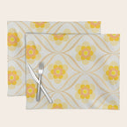 Vintage 70s Yellow Floral Pattern Placemat Gallery Image 1