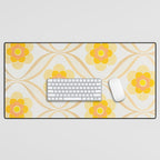 Vintage 70s Yellow Floral Pattern Desk Mat Gallery Image 1