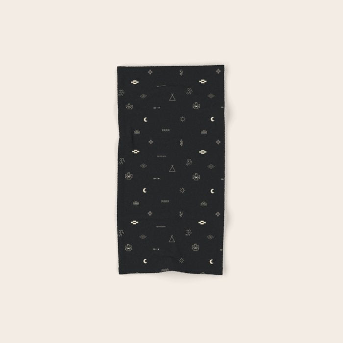 Southwestern Symbolic Pattern in Black & Cream Bath Towel Gallery Image 1