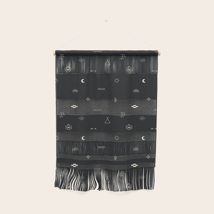 Southwestern Symbolic Pattern in Black & Cream Wall Hanging Gallery Image 1