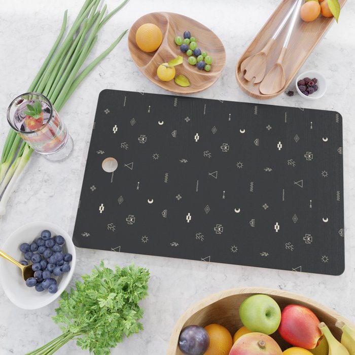 Southwestern Symbolic Pattern in Black & Cream Cutting Board Gallery Image 2