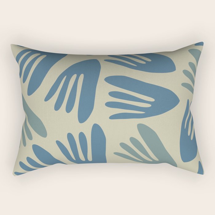 Big Cutouts Papier Découpé Abstract Pattern in Vintage Blue and Beige  Rectangular Pillow Gallery Image 1