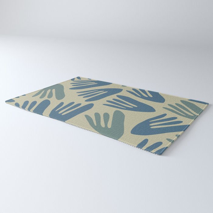 Big Cutouts Papier Découpé Abstract Pattern in Vintage Blue and Beige  Rug Gallery Image 3