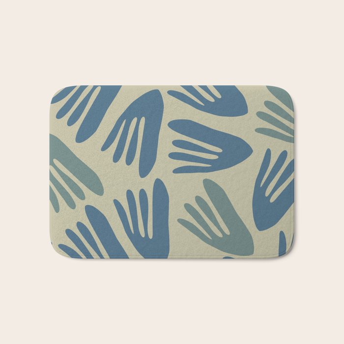 Big Cutouts Papier Découpé Abstract Pattern in Vintage Blue and Beige  Bath Mat Gallery Image 1