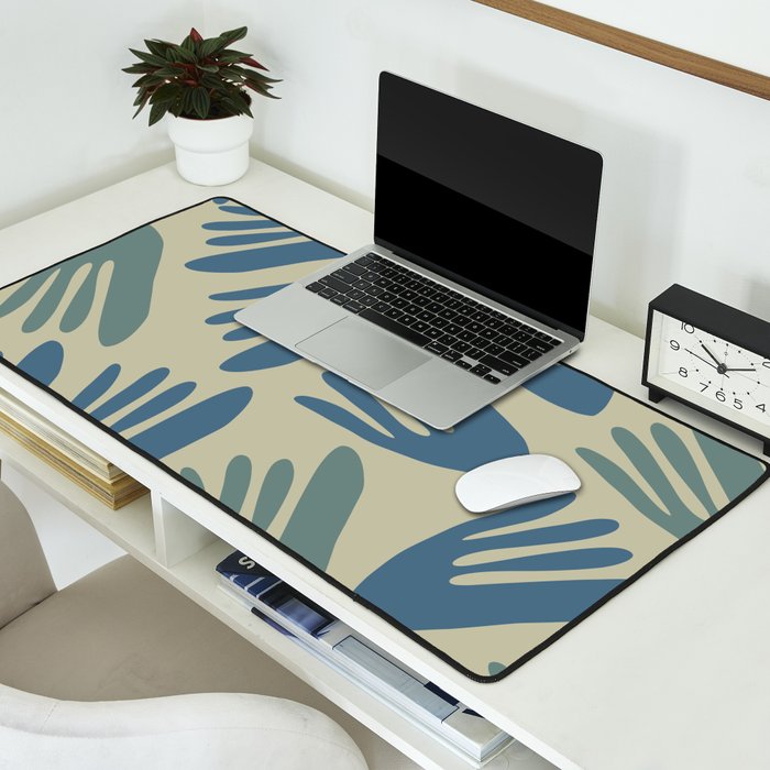 Big Cutouts Papier Découpé Abstract Pattern in Vintage Blue and Beige  Desk Mat Gallery Image 2