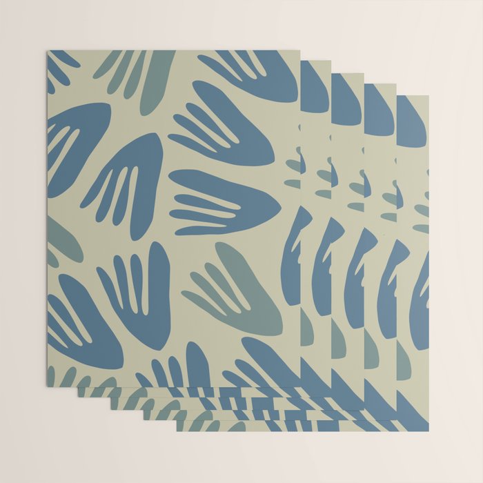 Big Cutouts Papier Découpé Abstract Pattern in Vintage Blue and Beige  Wrapping Paper Gallery Image 3