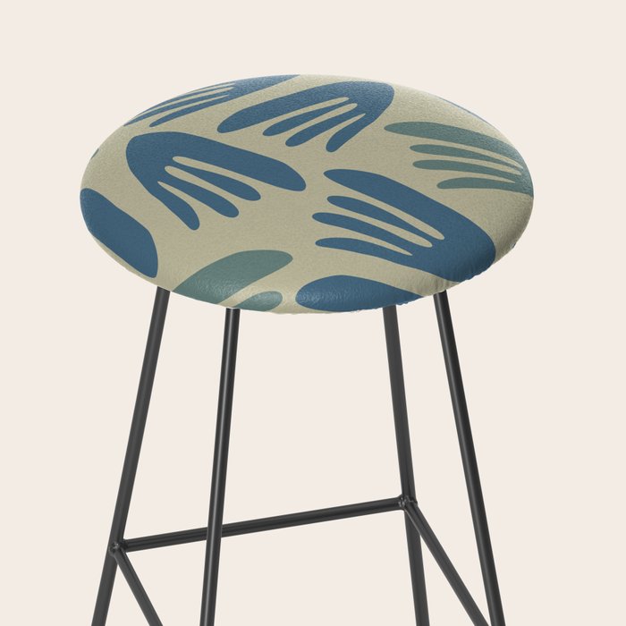 Big Cutouts Papier Découpé Abstract Pattern in Vintage Blue and Beige  Stool Gallery Image 2