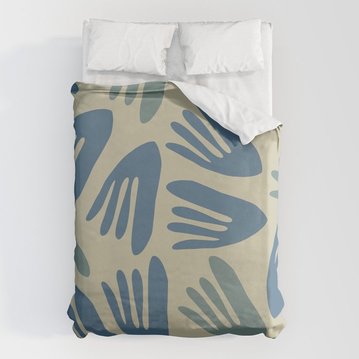 Big Cutouts Papier Découpé Abstract Pattern in Vintage Blue and Beige  Duvet Cover Gallery Image 1