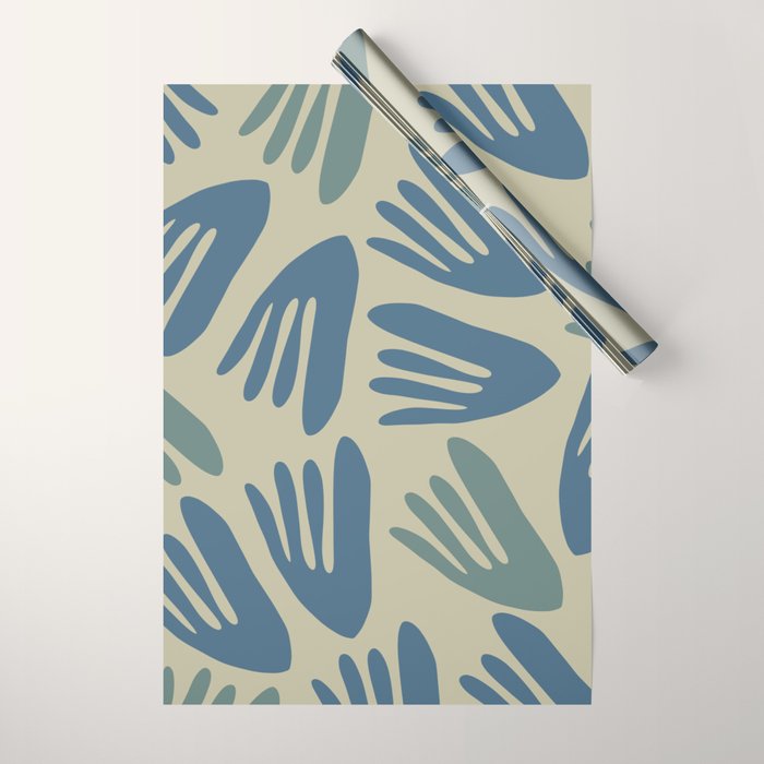 Big Cutouts Papier Découpé Abstract Pattern in Vintage Blue and Beige  Wrapping Paper Gallery Image 1