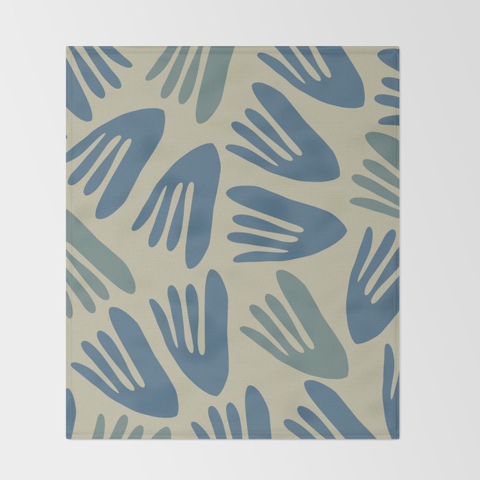 Big Cutouts Papier Découpé Abstract Pattern in Vintage Blue and Beige  Throw Blanket Gallery Image 2