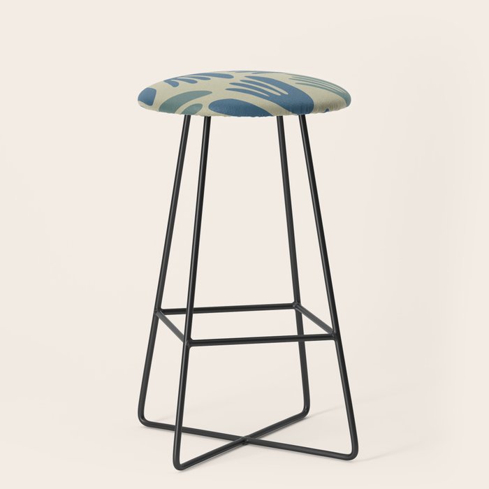 Big Cutouts Papier Découpé Abstract Pattern in Vintage Blue and Beige  Stool Gallery Image 1