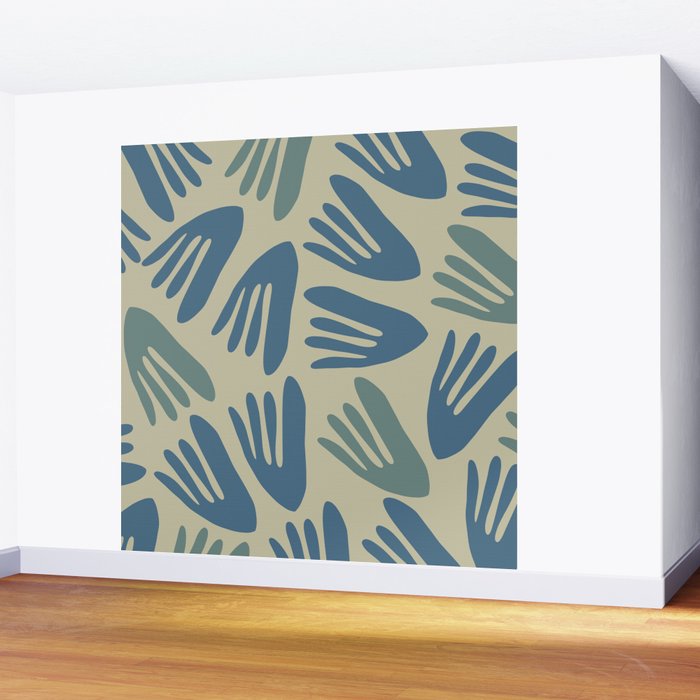 Big Cutouts Papier Découpé Abstract Pattern in Vintage Blue and Beige  Wall Mural Gallery Image 2