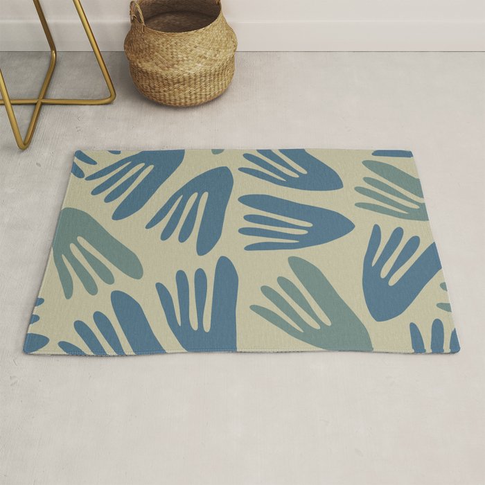 Big Cutouts Papier Découpé Abstract Pattern in Vintage Blue and Beige  Rug Gallery Image 1
