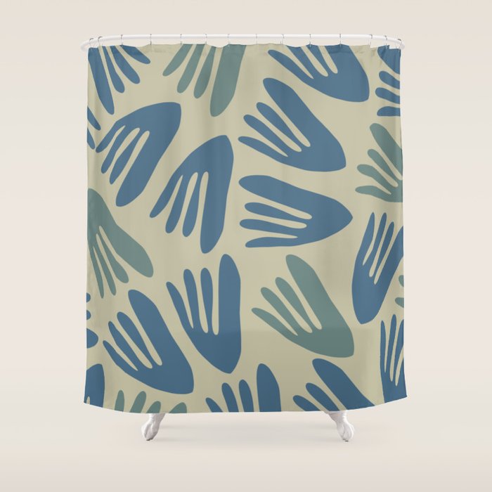 Big Cutouts Papier Découpé Abstract Pattern in Vintage Blue and Beige  Shower Curtain Gallery Image 1
