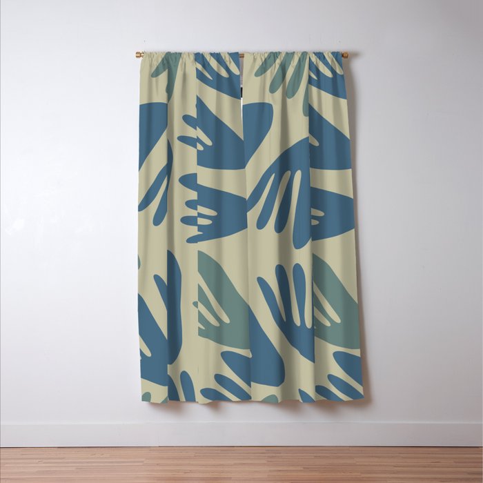 Big Cutouts Papier Découpé Abstract Pattern in Vintage Blue and Beige  Window Curtain Gallery Image 3