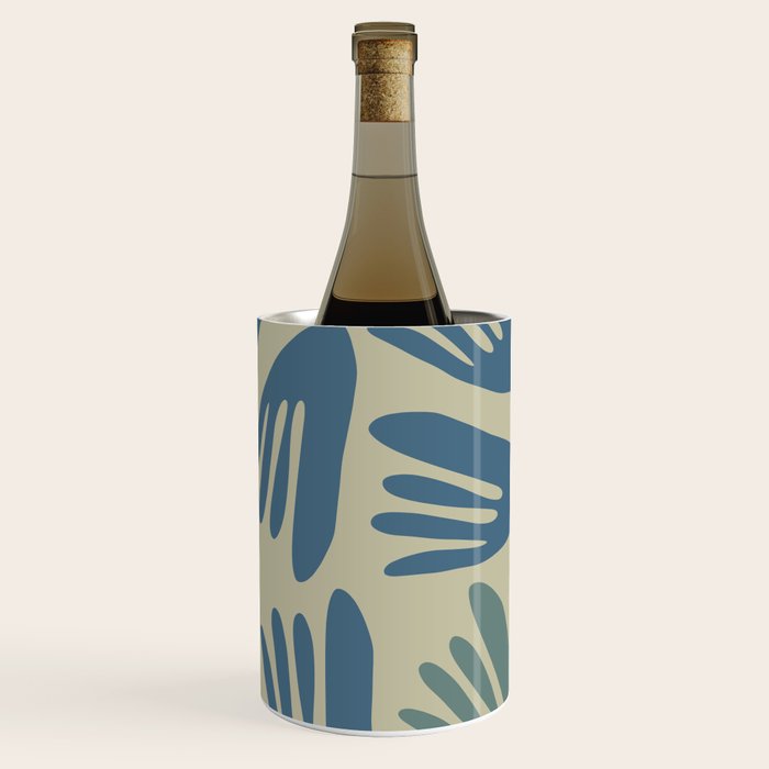 Big Cutouts Papier Découpé Abstract Pattern in Vintage Blue and Beige  Wine Chiller Gallery Image 1