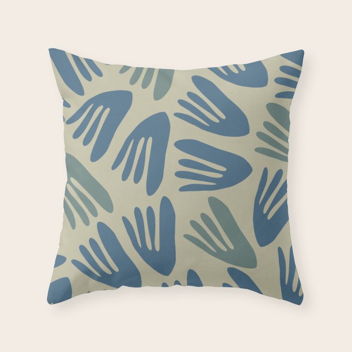 Big Cutouts Papier Découpé Abstract Pattern in Vintage Blue and Beige  Throw Pillow Gallery Image 6