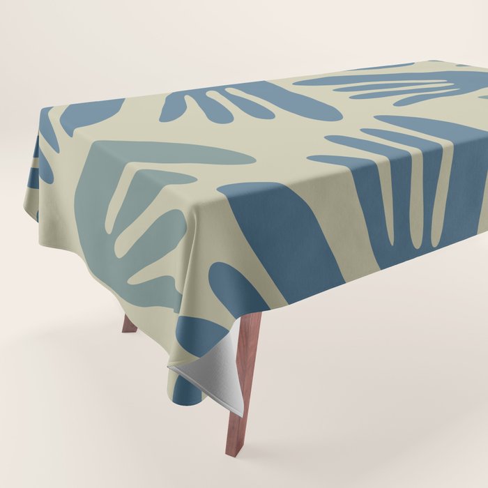 Big Cutouts Papier Découpé Abstract Pattern in Vintage Blue and Beige  Tablecloth Gallery Image 1