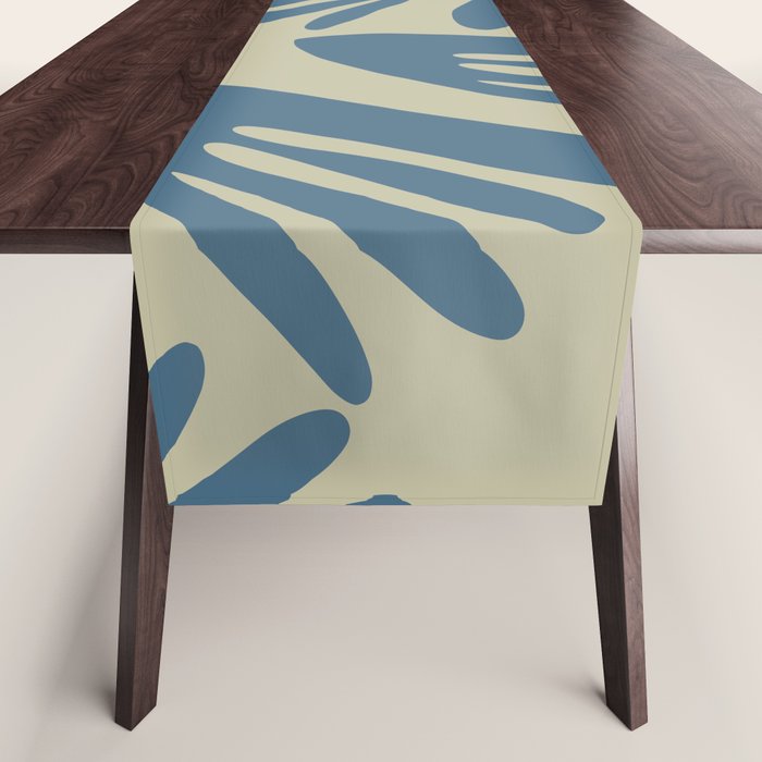 Big Cutouts Papier Découpé Abstract Pattern in Vintage Blue and Beige  Table Runner Gallery Image 1