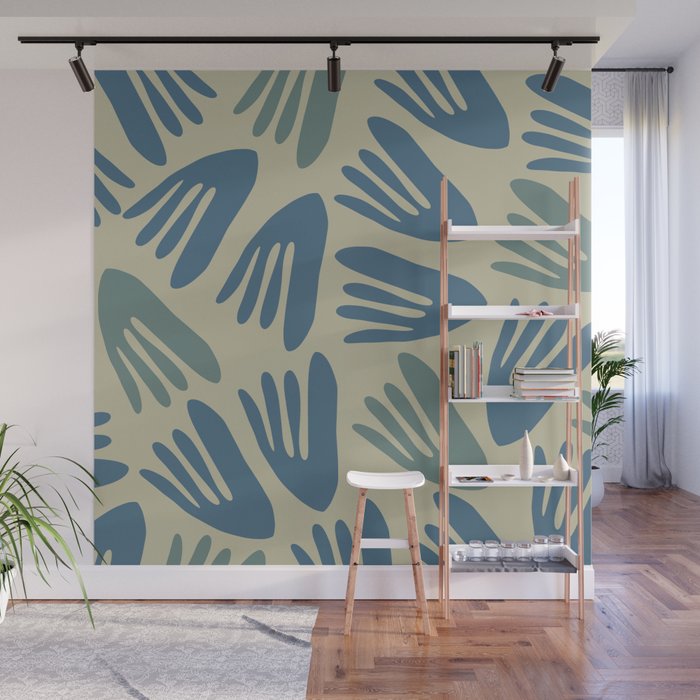 Big Cutouts Papier Découpé Abstract Pattern in Vintage Blue and Beige  Wall Mural Gallery Image 1