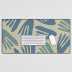 Big Cutouts Papier Découpé Abstract Pattern in Vintage Blue and Beige  Desk Mat Gallery Image 1