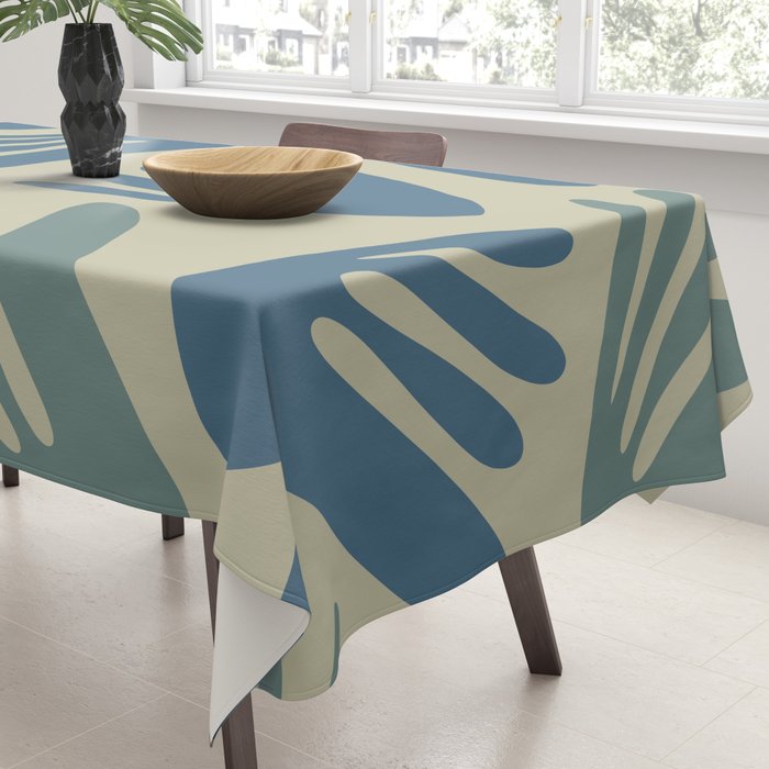Big Cutouts Papier Découpé Abstract Pattern in Vintage Blue and Beige  Tablecloth Gallery Image 3